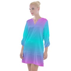 Blue And Pink Ombre Open Neck Shift Dress by FunDressesShop