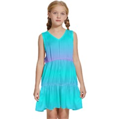 Blue And Pink Ombre Kids  Sleeveless Tiered Mini Dress