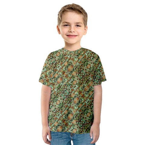 Colorful Stylized Botanic Motif Pattern Kids  Sport Mesh Tee by dflcprintsclothing