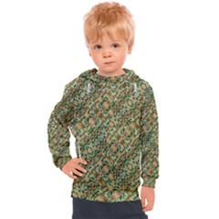 Colorful Stylized Botanic Motif Pattern Kids  Hooded Pullover by dflcprintsclothing