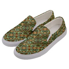 Colorful Stylized Botanic Motif Pattern Men s Canvas Slip Ons by dflcprintsclothing