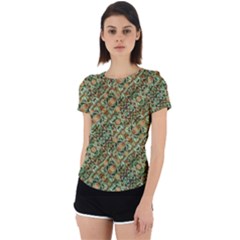 Colorful Stylized Botanic Motif Pattern Back Cut Out Sport Tee by dflcprintsclothing