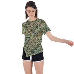 Colorful Stylized Botanic Motif Pattern Asymmetrical Short Sleeve Sports Tee by dflcprintsclothing