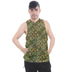 Colorful Stylized Botanic Motif Pattern Men s Sleeveless Hoodie by dflcprintsclothing