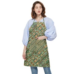 Colorful Stylized Botanic Motif Pattern Pocket Apron