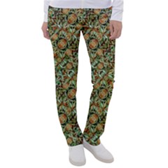 Colorful Stylized Botanic Motif Pattern Women s Casual Pants