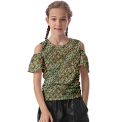 Colorful Stylized Botanic Motif Pattern Kids  Butterfly Cutout Tee