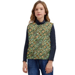 Colorful Stylized Botanic Motif Pattern Kid s Short Button Up Puffer Vest	 by dflcprintsclothing