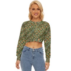 Colorful Stylized Botanic Motif Pattern Lightweight Long Sleeve Sweatshirt