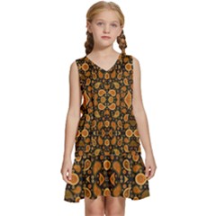 Brown Paisley Black Kids  Sleeveless Tiered Mini Dress by FunDressesShop