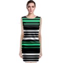 Green and white black Stripes Sleeveless Velvet Midi Dress View1