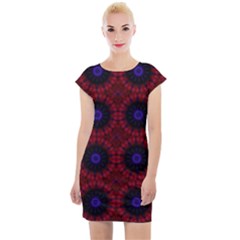 Blue And Red Tie Dye Cap Sleeve Bodycon Dress by FunDressesShop