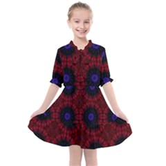 Blue And Red Tie Dye Kids  All Frills Chiffon Dress by FunDressesShop