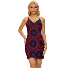 Blue And Red Tie Dye Wrap Tie Front Dress