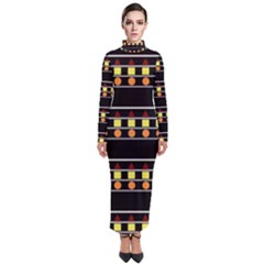 Tribal Shapes Black Turtleneck Maxi Dress by FunDressesShop