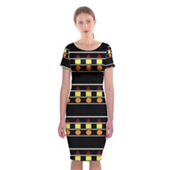 Tribal Shapes Black Classic Short Sleeve Midi Dress by FunDressesShop