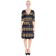 Tribal Shapes Black Wrap Up Cocktail Dress by FunDressesShop