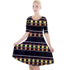 Tribal Shapes Black Quarter Sleeve A-line Dress by FunDressesShop