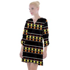 Tribal Shapes Black Open Neck Shift Dress by FunDressesShop