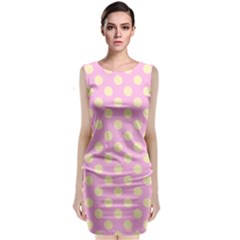 Cream Dots On Purple Classic Sleeveless Midi Dress by FunDressesShop