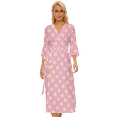 Cream Dots On Purple Midsummer Wrap Dress by FunDressesShop