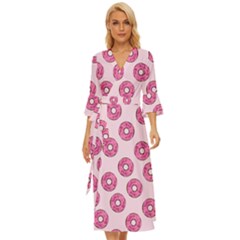 Sprinkled Donuts On Pink Midsummer Wrap Dress