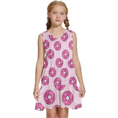 Sprinkled Donuts On Pink Kids  Sleeveless Tiered Mini Dress by FunDressesShop