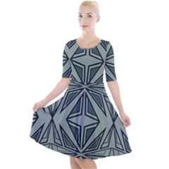 Abstract Pattern Geometric Backgrounds Quarter Sleeve A-line Dress by Eskimos