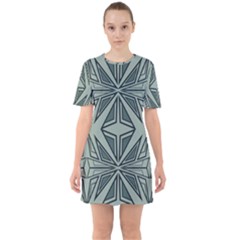 Abstract Pattern Geometric Backgrounds Sixties Short Sleeve Mini Dress by Eskimos