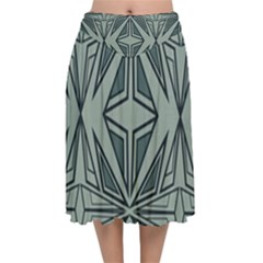 Abstract Pattern Geometric Backgrounds Velvet Flared Midi Skirt by Eskimos