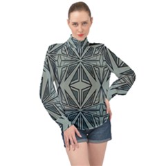 Abstract Pattern Geometric Backgrounds High Neck Long Sleeve Chiffon Top by Eskimos