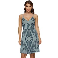 Abstract Pattern Geometric Backgrounds V-neck Pocket Summer Dress 