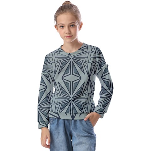 Abstract Pattern Geometric Backgrounds Kids  Long Sleeve Tee With Frill  by Eskimos