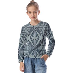 Abstract Pattern Geometric Backgrounds Kids  Long Sleeve Tee With Frill 