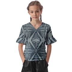 Abstract Pattern Geometric Backgrounds Kids  V-neck Horn Sleeve Blouse