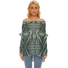 Abstract Pattern Geometric Backgrounds Off Shoulder Chiffon Pocket Shirt