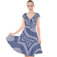 Abstract Pattern Geometric Backgrounds Cap Sleeve Front Wrap Midi Dress by Eskimos