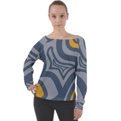 Abstract Pattern Geometric Backgrounds Off Shoulder Long Sleeve Velour Top by Eskimos