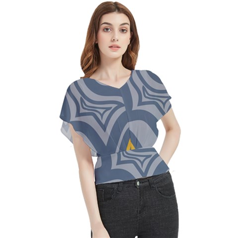 Abstract Pattern Geometric Backgrounds Butterfly Chiffon Blouse by Eskimos