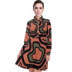 Abstract Pattern Geometric Backgrounds Long Sleeve Chiffon Shirt Dress by Eskimos