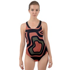 Abstract Pattern Geometric Backgrounds Cut-out Back One Piece Swimsuit by Eskimos