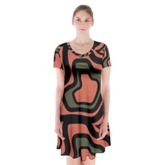 Abstract Pattern Geometric Backgrounds Short Sleeve V-neck Flare Dress by Eskimos