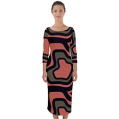 Abstract Pattern Geometric Backgrounds Quarter Sleeve Midi Bodycon Dress by Eskimos