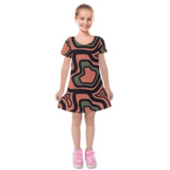 Abstract Pattern Geometric Backgrounds Kids  Short Sleeve Velvet Dress by Eskimos