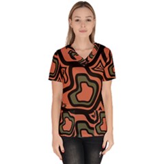 Abstract Pattern Geometric Backgrounds Women s V-neck Scrub Top by Eskimos