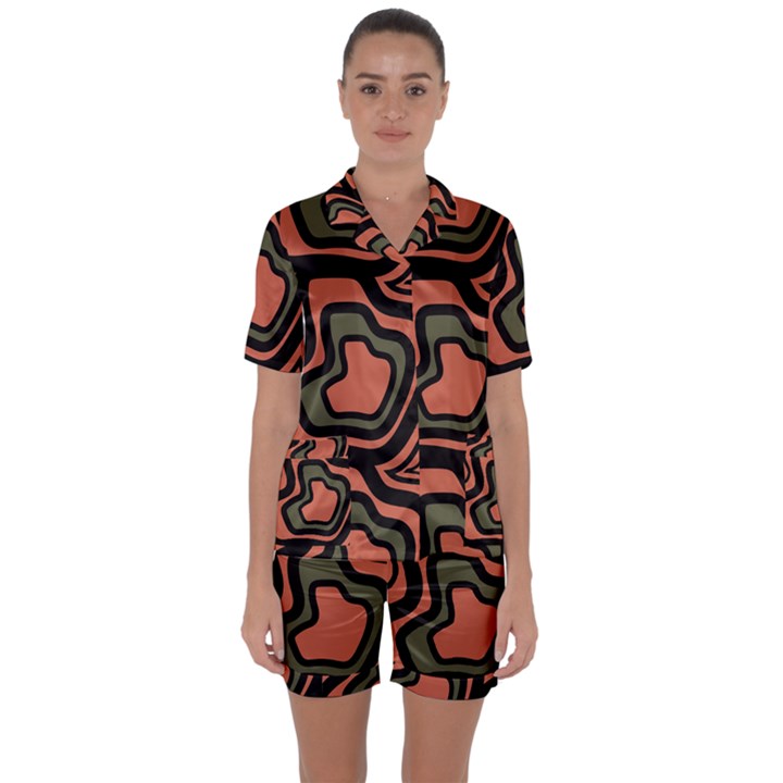 Abstract pattern geometric backgrounds Satin Short Sleeve Pajamas Set