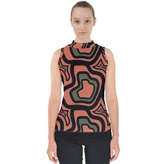 Abstract Pattern Geometric Backgrounds Mock Neck Shell Top by Eskimos