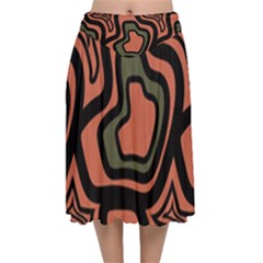 Abstract Pattern Geometric Backgrounds Velvet Flared Midi Skirt by Eskimos