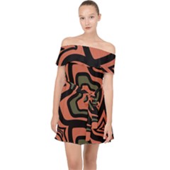 Abstract Pattern Geometric Backgrounds Off Shoulder Chiffon Dress by Eskimos