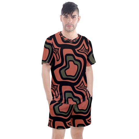 Abstract Pattern Geometric Backgrounds Men s Mesh Tee And Shorts Set by Eskimos